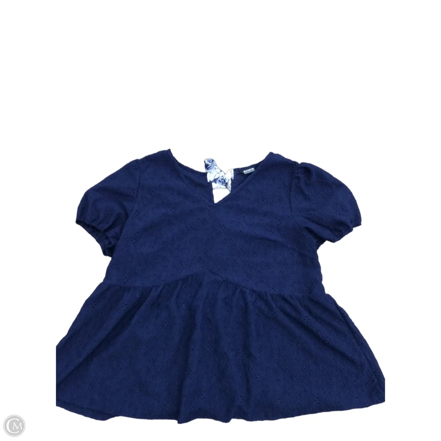 Top Short Sleeve By Bloomchic In Navy, Size: 18