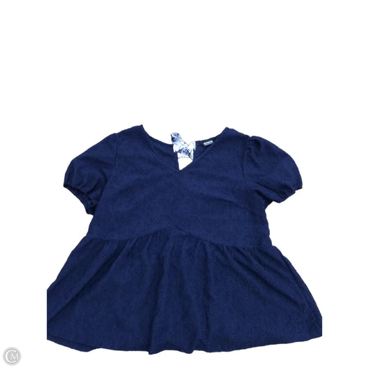 Top Short Sleeve By Bloomchic In Navy, Size: 18