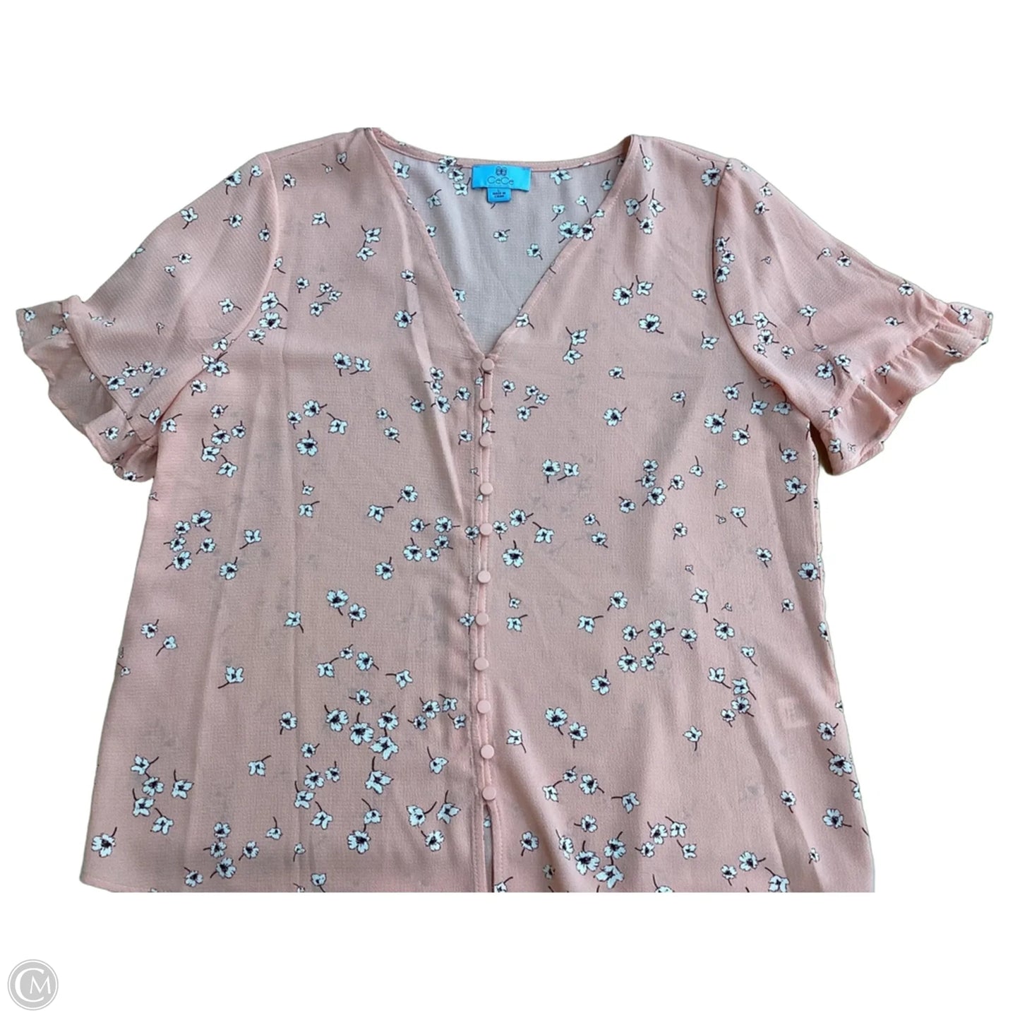 Blouse Short Sleeve By Cece In Floral Print, Size: L