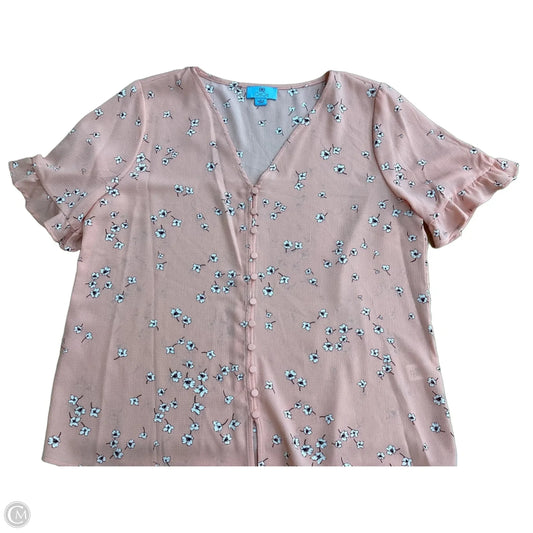 Blouse Short Sleeve By Cece In Floral Print, Size: L