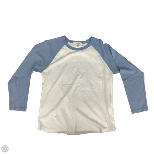 Top Long Sleeve By Frame In Blue & White, Size: S