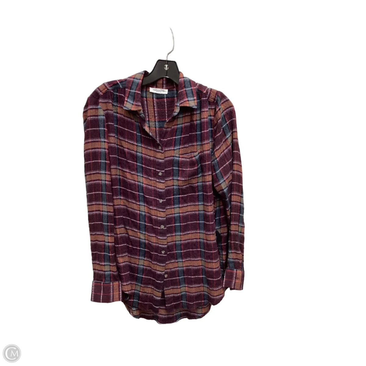 Blouse Long Sleeve By Beachlunchlounge In Plaid Pattern, Size: S
