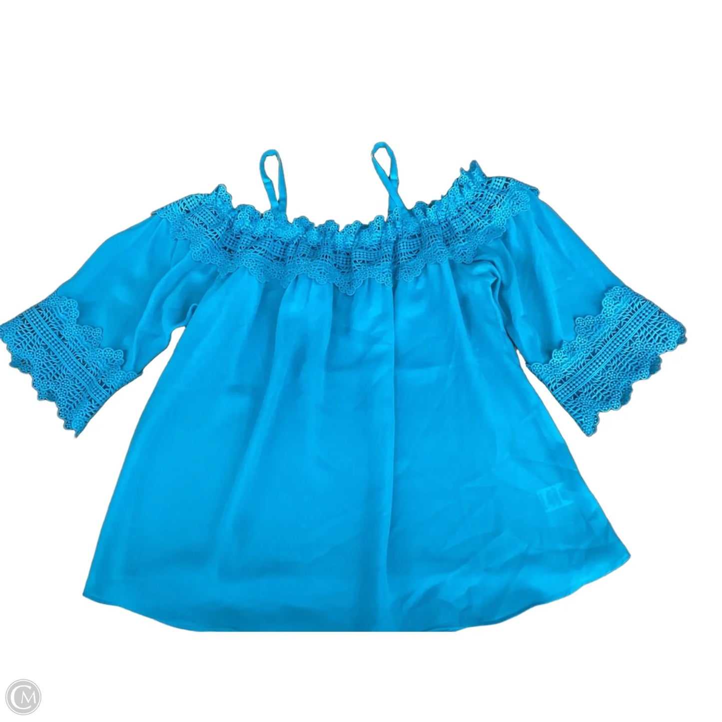 Blouse Short Sleeve By By & By In Blue, Size: M