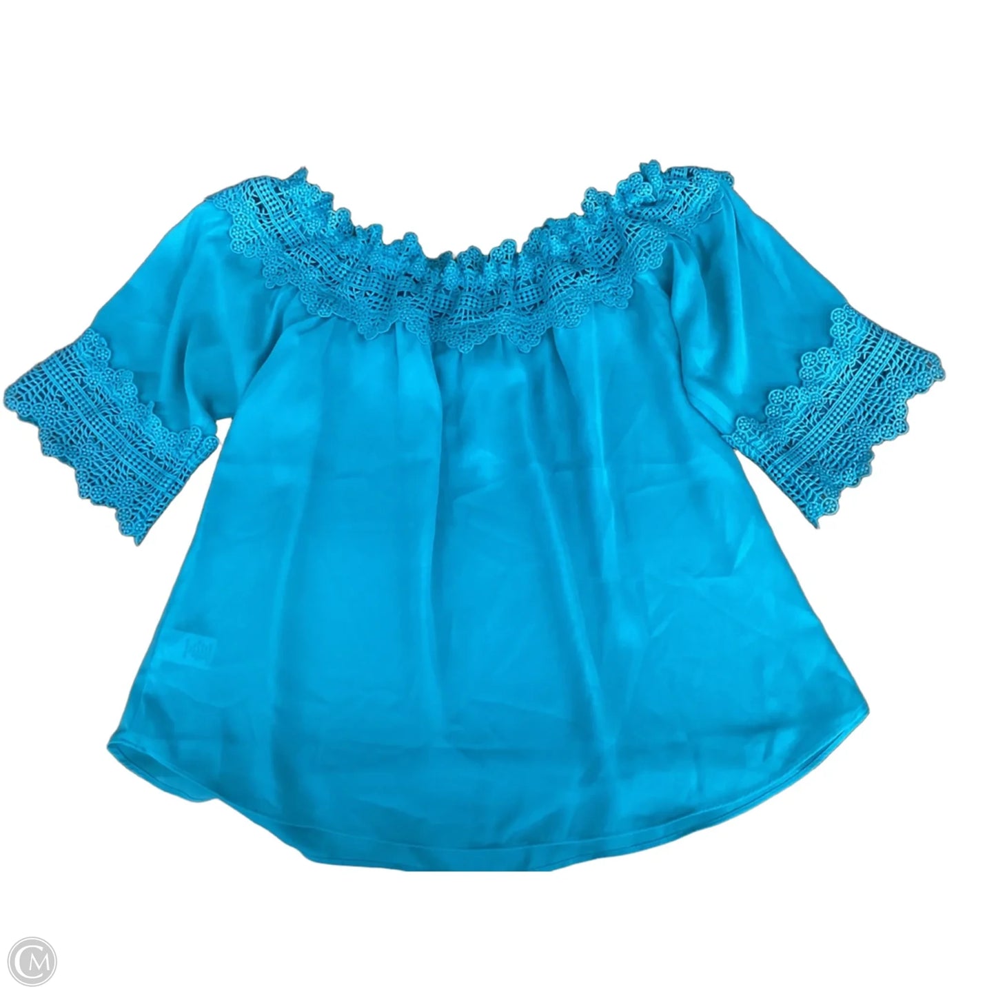 Blouse Short Sleeve By By & By In Blue, Size: M